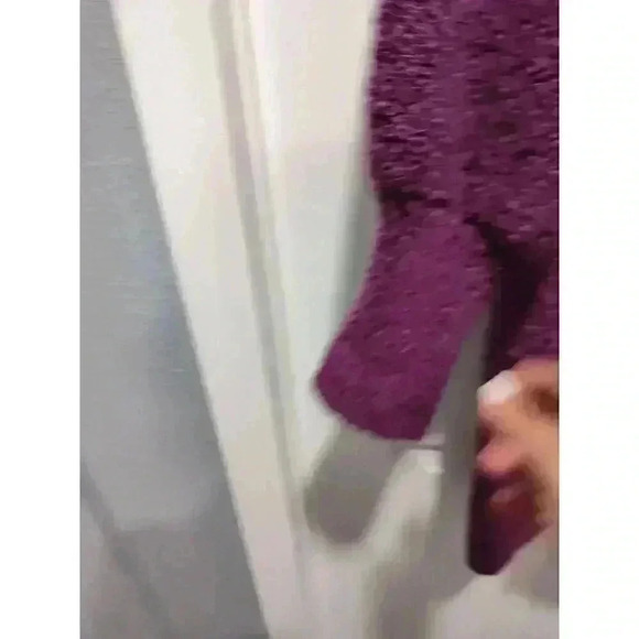 Vintage Monto Por Le Chois Boucle Knit Open Front Purple Cardigan Sweater Sz MED - Picture 5 of 7